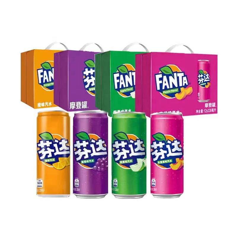 Factory Price Wholesale Fanta Drinks Carbonated Soft Drinks Fruit Flavor Canned Exotic Drinks 330mL