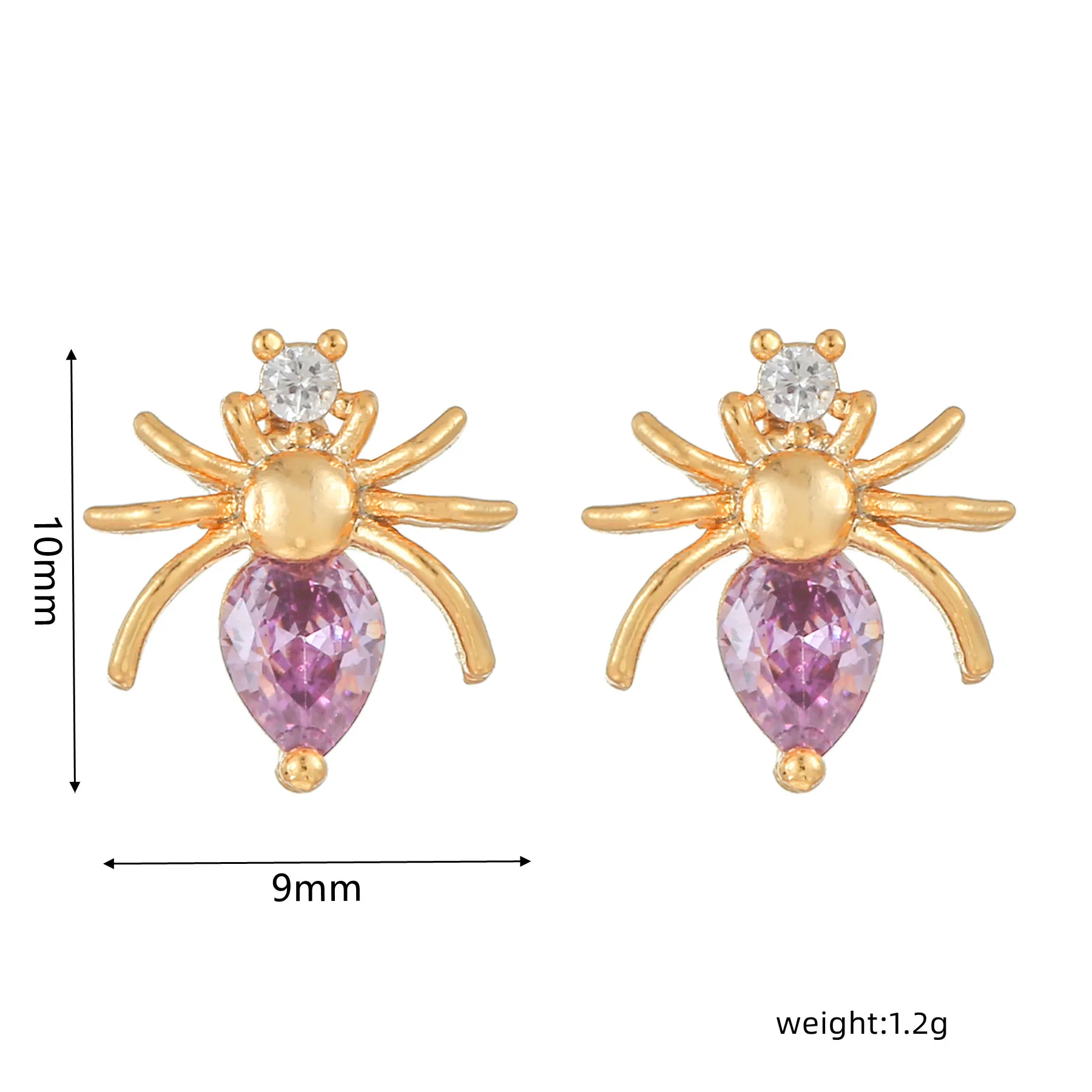 18k Gold Women Creative Lovely Insect Series Zircon New Design Spider Dragonfly 925 Silver Pin Brass Animal Stud Earring