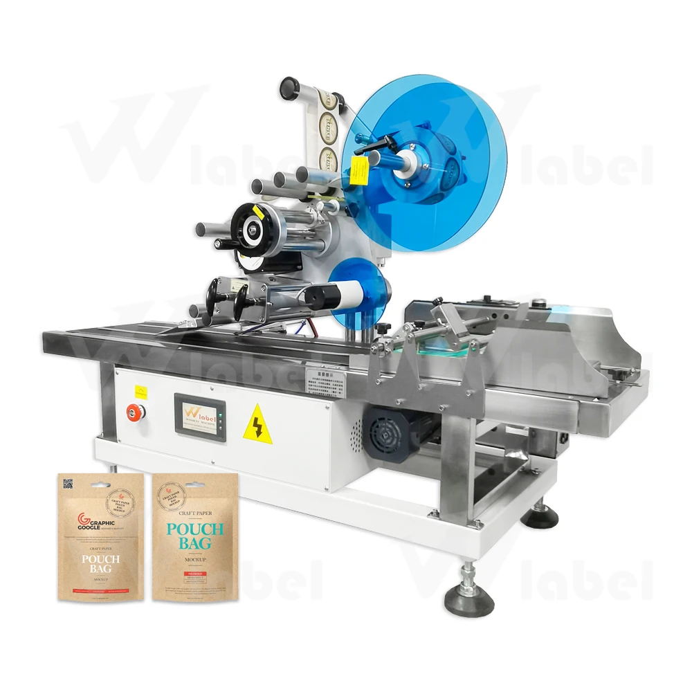 Dongguan WINSKYS automatic desktop bag pouch top flat surface label sticker applicator machine for card