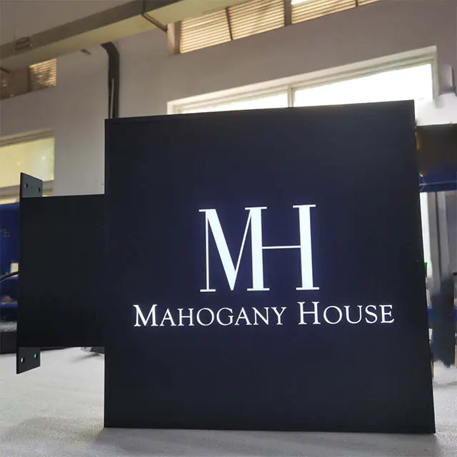 Factory outlet Custom Metal Double Sided Projecting Channel Led Light Box Letters Storefront Signs Blade Sign Outdoor Signage