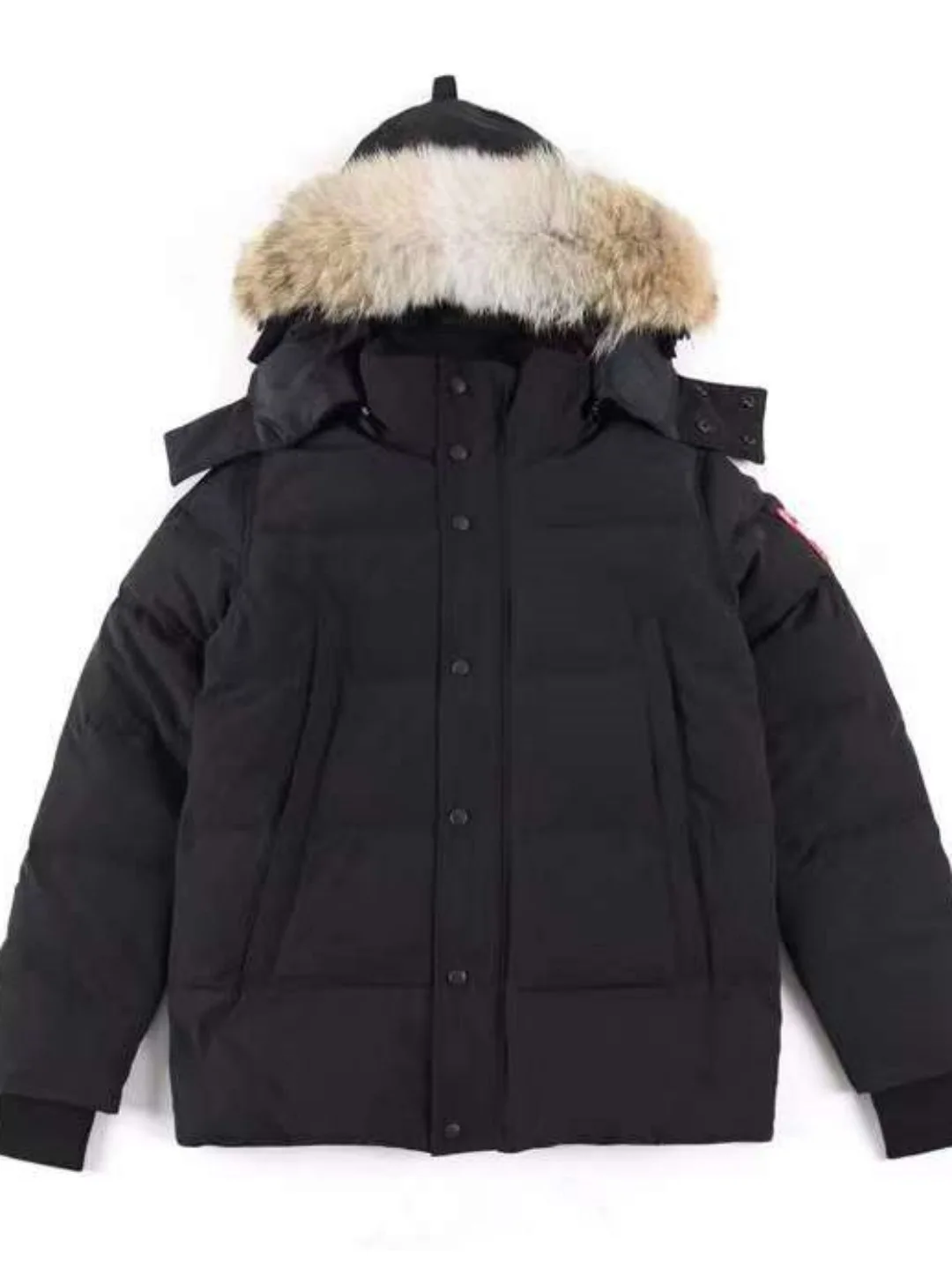 Оригинальное качество пуховик в гусином стиле зимний теплый пушистый длинный капюшон с бисерным принтом толстый канадский волчий волос повседневный джинсовый