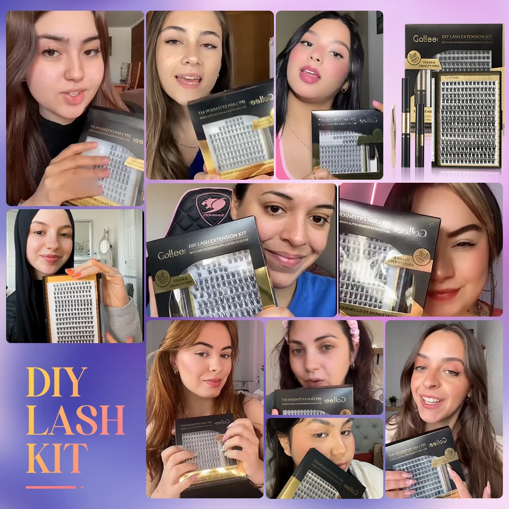 Gollee Individual Fox Eye Lashes 120 Las Cluster Lashes Diy Eyelash E Diy Segment Strip Eyelash Lash Cluster Extension Glue Kit