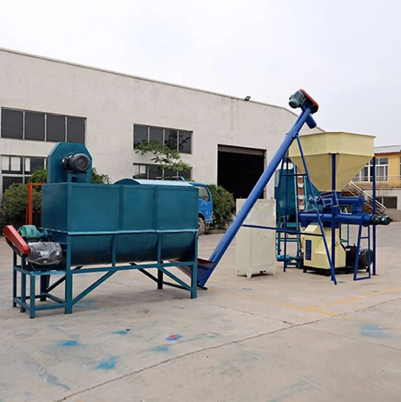 screw horizontal mixer combine hammer mill for blending powder animal feed horizontal ribbon blender mushroom soil mixer