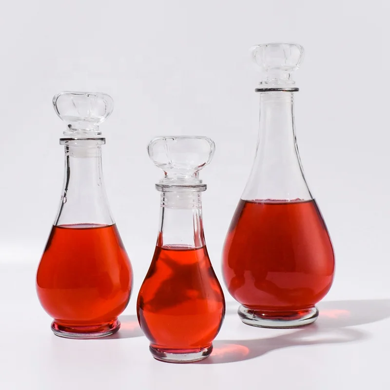 Ru Star Wholesale Thick Base Round Clear 250ml 500ml 1000ml Glass Wine Bottle With Stopper