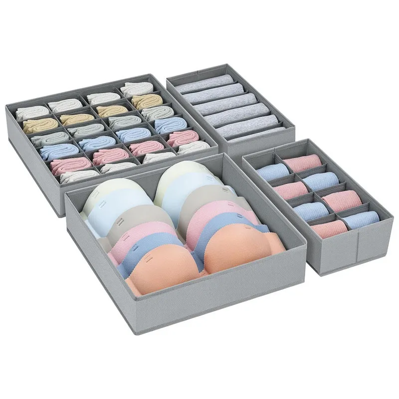 4 Set Sock Drawer Organizer Foldable Bra and Panties Organizer Drawer Dividers Storage Box