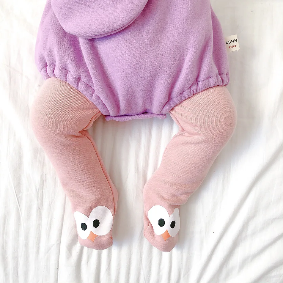 5 colors cotton cartoon infant girl legging footed thick winter baby pantyhose