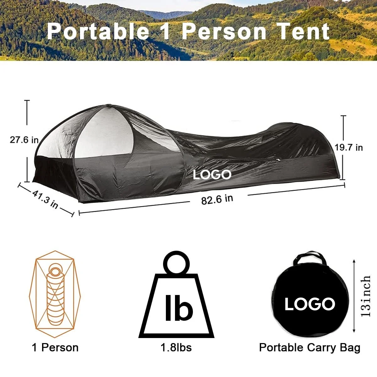 Single Person Pop up Beach Tent with Mosquito Net for Outdoor Activities