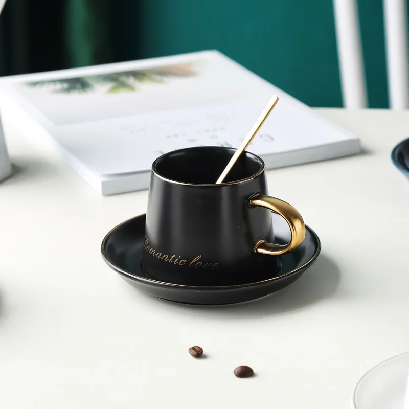 
Hot Sell New Design Gold Rimmed Porcelain Coffee Cup and Saucer 