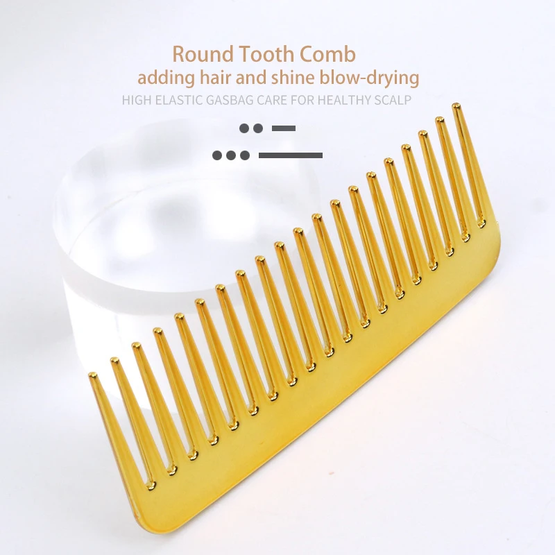 Hair Styling Wide Tooth Comb Electroplating Gold Plastic Anti-static Men Hairstyle Detangling Comb Oil Head Comb For Barber Shop