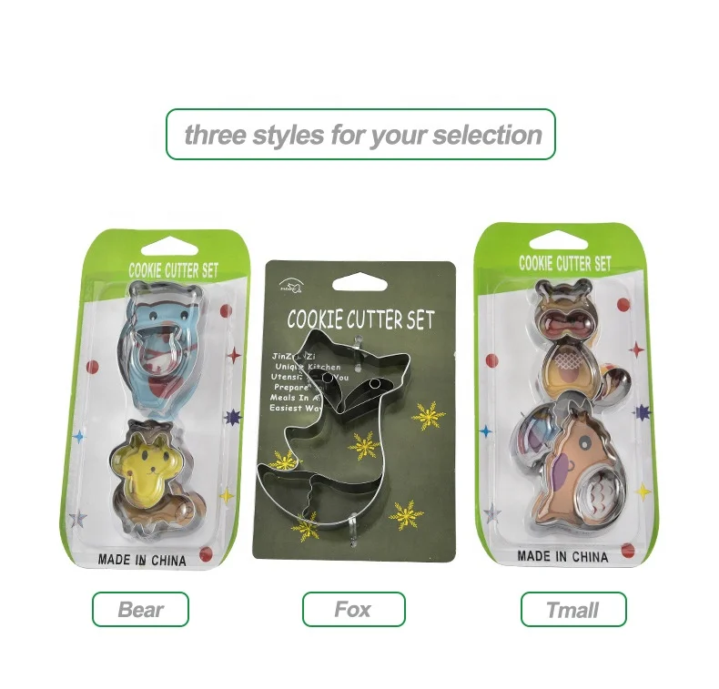 Animal Cookie Cutter 430 Stainless Steel Cookie Cutter Molds Set Bear Fox Tmall