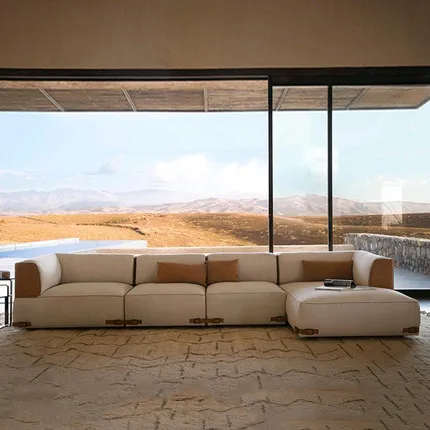 Italian light luxury sofa large family villa corner L-shaped sofa high-end customized furniture