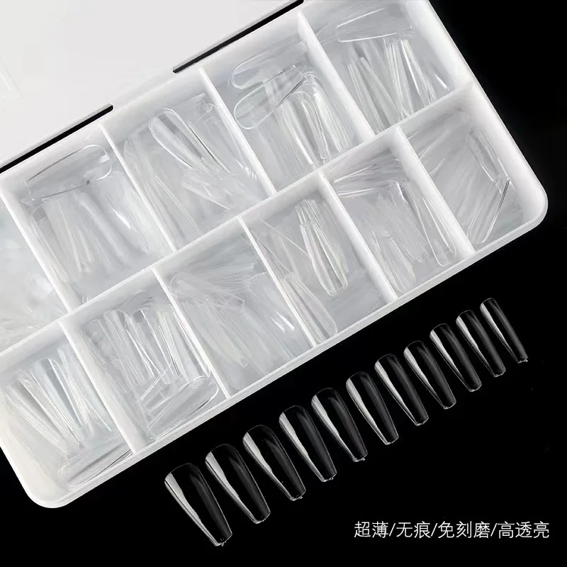 550Pcs Clear Acrylic Long Fake Nails Capsules Almond French Coffin Full Half Cover False Nails Artificial Nail Soft Gel Tips