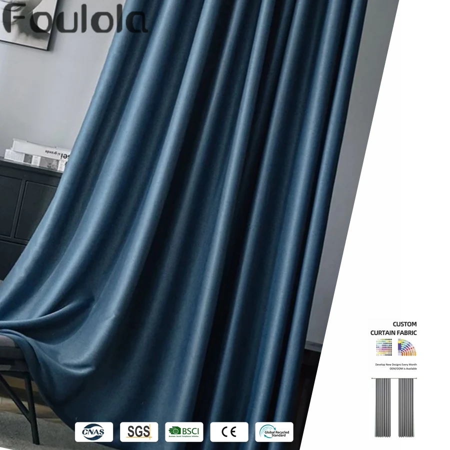 Заводская поставка тройное плетение двухстороннее Затемняющая льняная ткань новый дизайн занавес из полиэстера