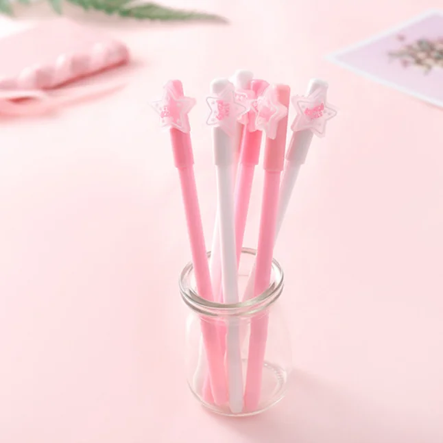 Cute stars shape gel pen black ink for student writing tool