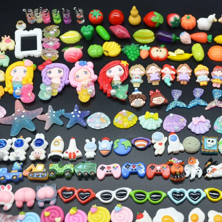 flatback cartoon miniature resin flower 3d ocean animal mix bow fruit candy charms for diy phone case shoe nail jewelry making