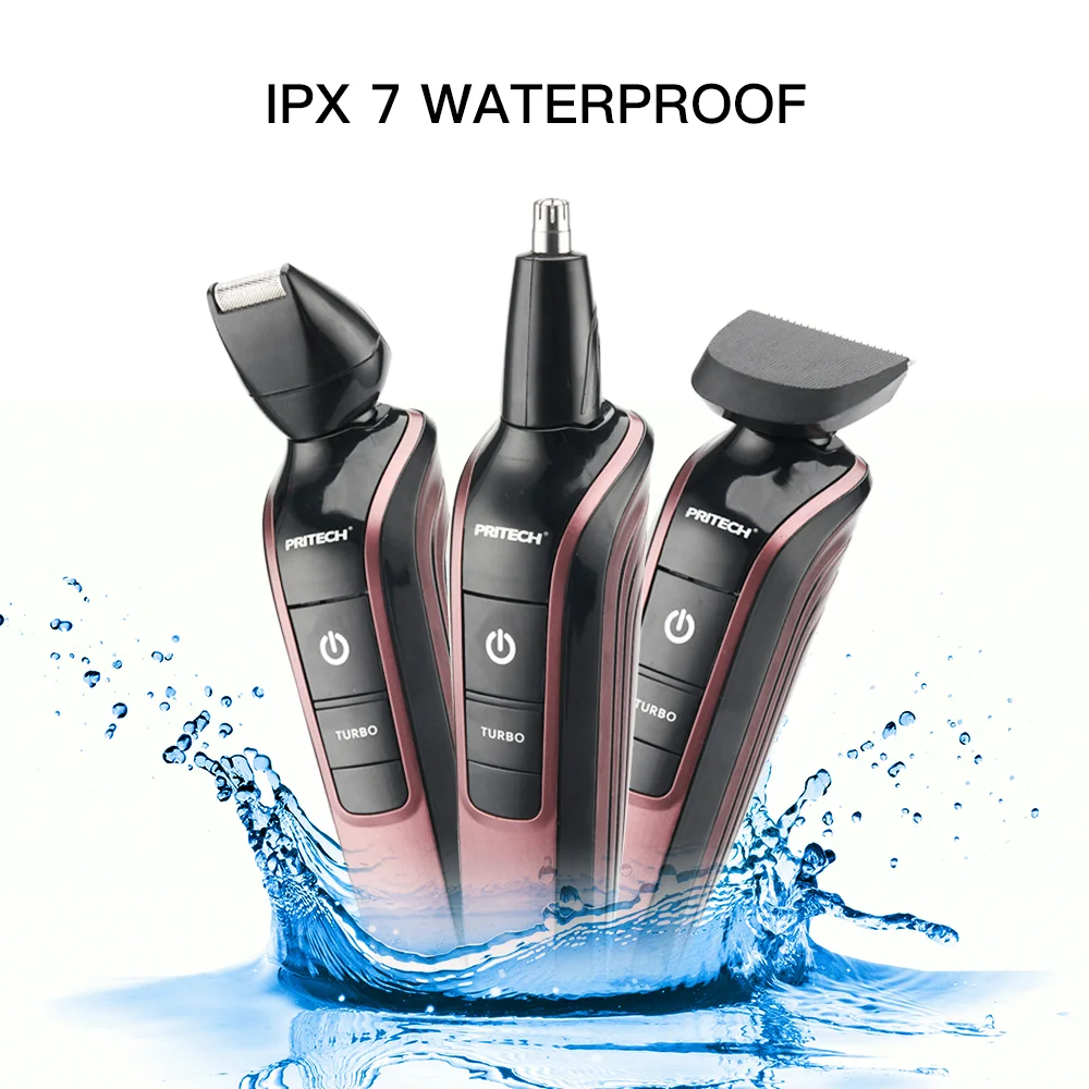 PRITECH Waterproof IPX7 3 in 1 Multifunctional Cordless Professional Electric Hair Clipper