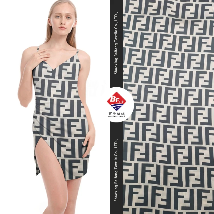 Custom Letter Design Breathable 100% Polyester woven Digital Print Fabric For Dress