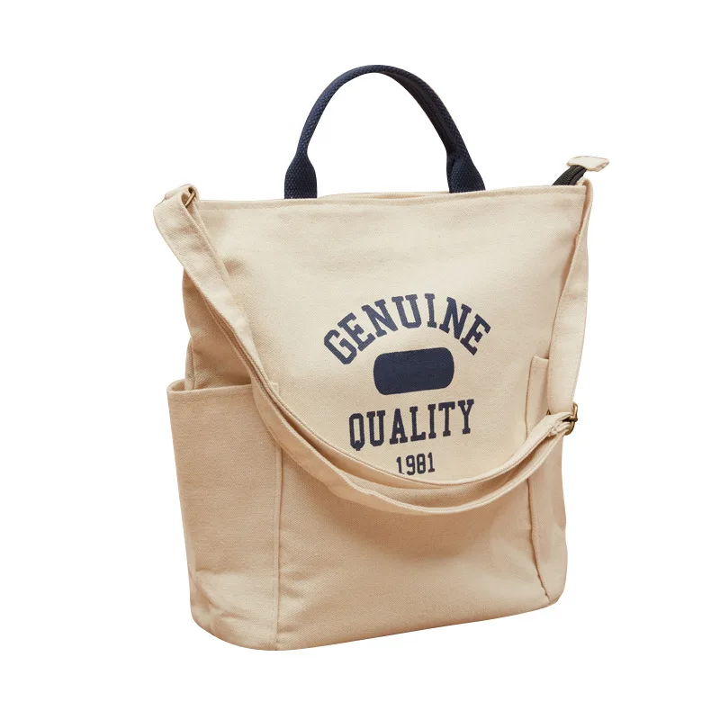 Custom Print White Fashion Travel Canvas Bags Tote Bag Shopping Original Design Grocery Bag Pures Shopper