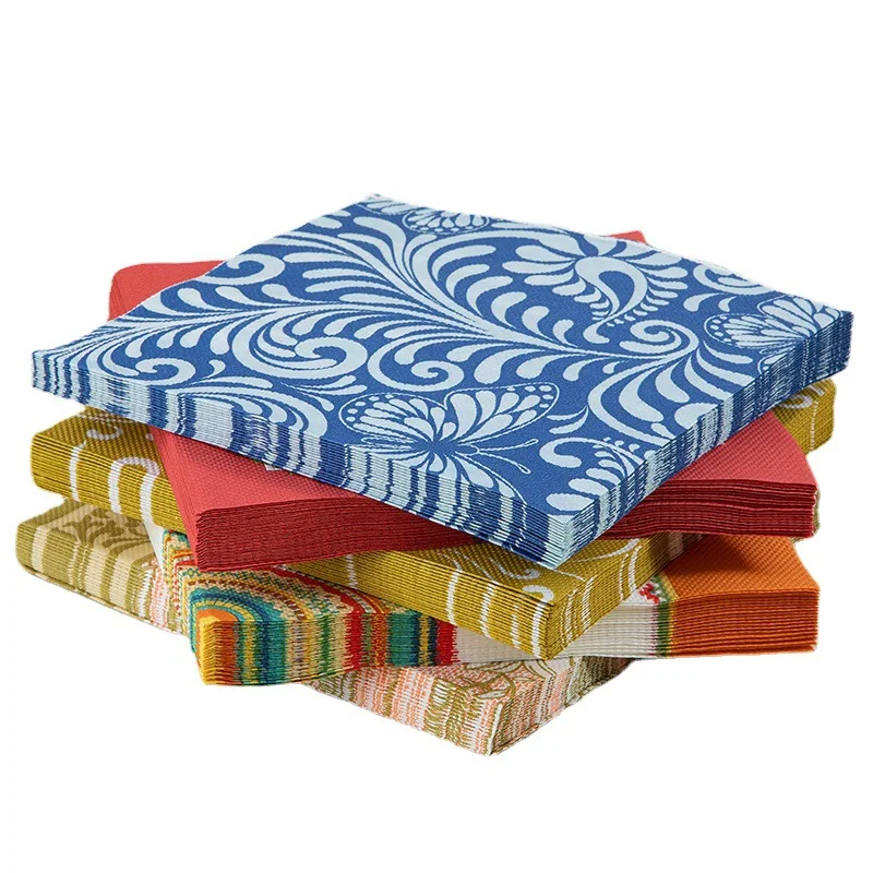Floral design paper napkins for wedding party banquet decor 100% raw wood pulp cocktail paper towels