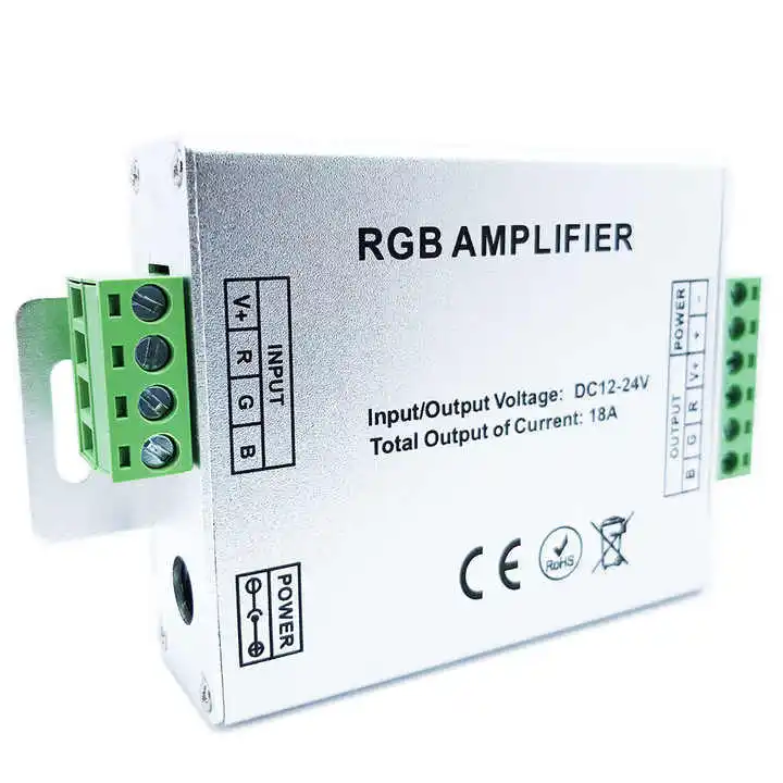 rgb amplifier 18A Custom Manufacturer 12v 24v 18A 216W aluminum case 5050 rgb led strip signal repeater led power amplifier