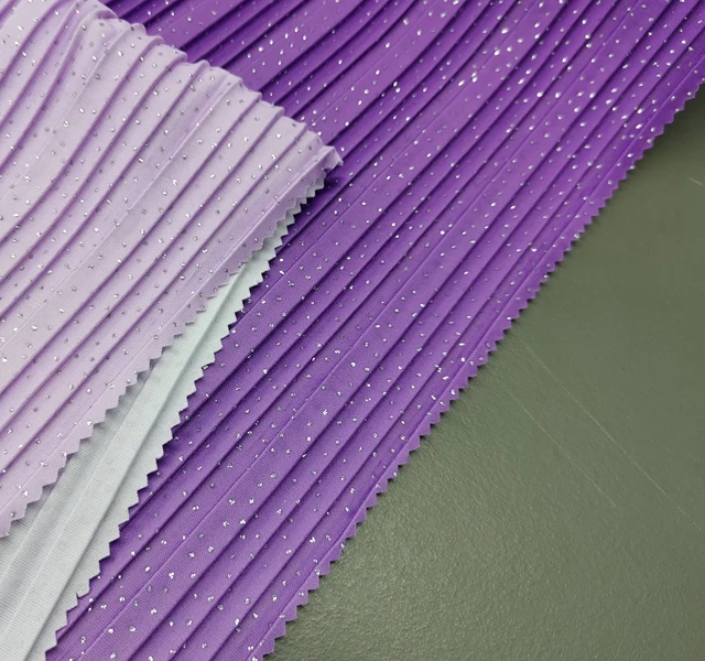 100%polyester fabric digital print pleated fabric with glitter gradual change  polyester crepe polyester crepe fabric for dress