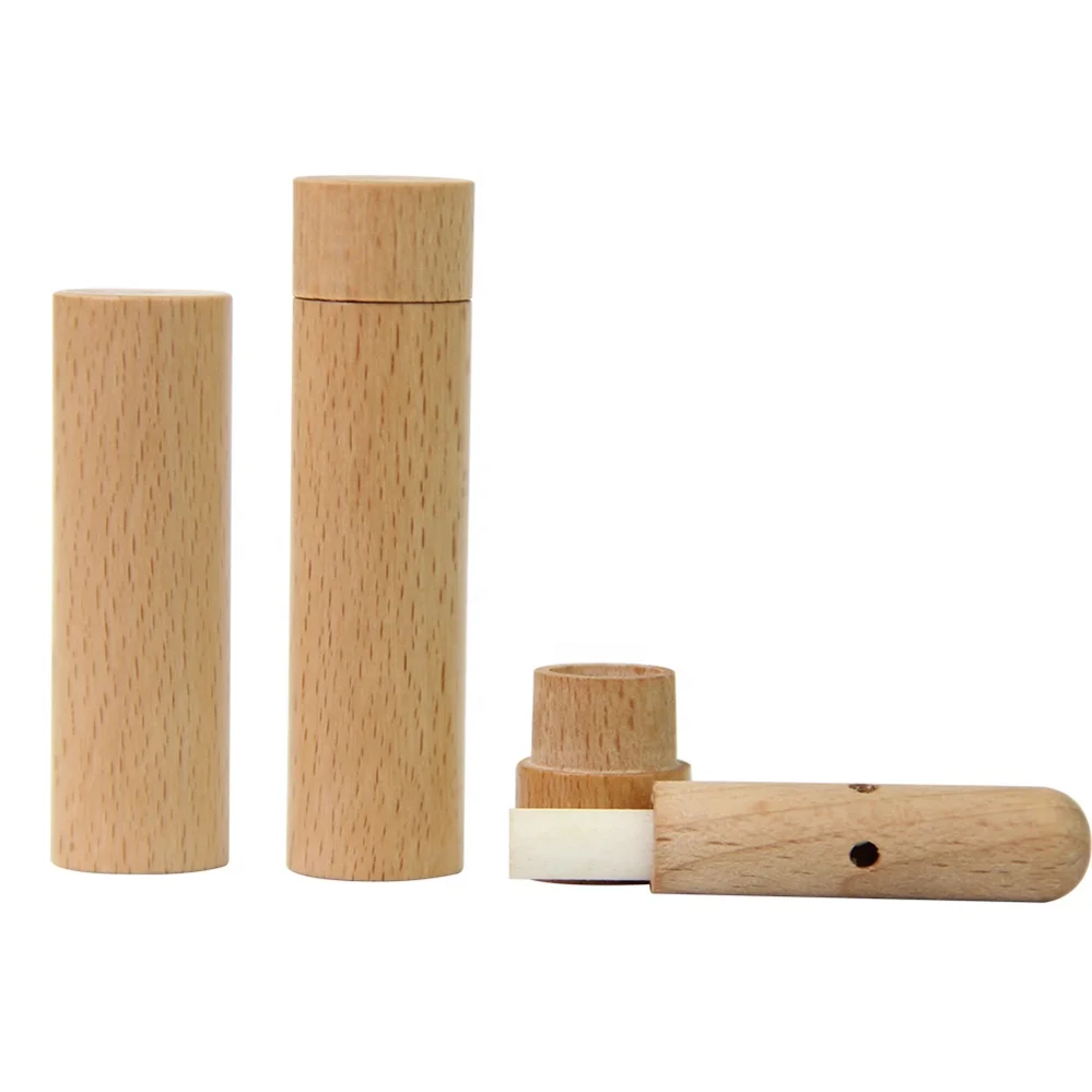 New Arrival material Wood empty essential oil nasal inhale tube bottle with stick