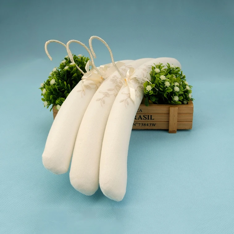 Custom luxury soft fabric satin padded coat wedding cloth hanger