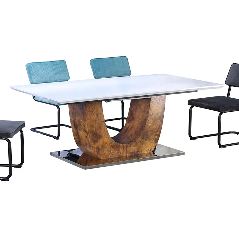 Antique wood design dining table for 6-10 seater MDF high gloss