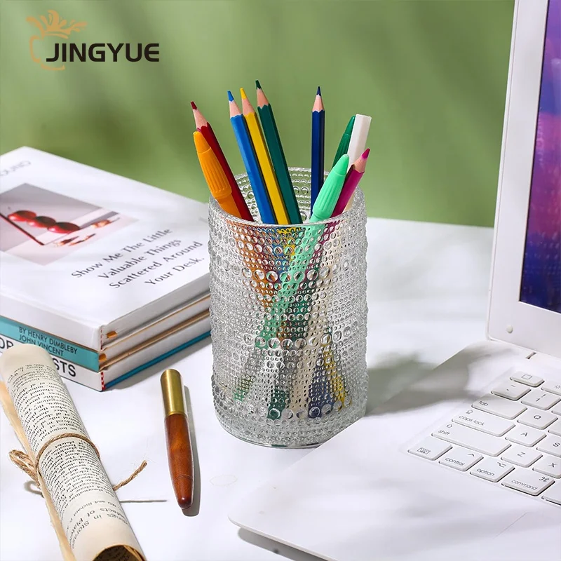 JINGYUE Wholesale Embossed Old Fashioned Mojito Cognac Barware Hobnail Beaded Glass Cups for Wedding Graduation