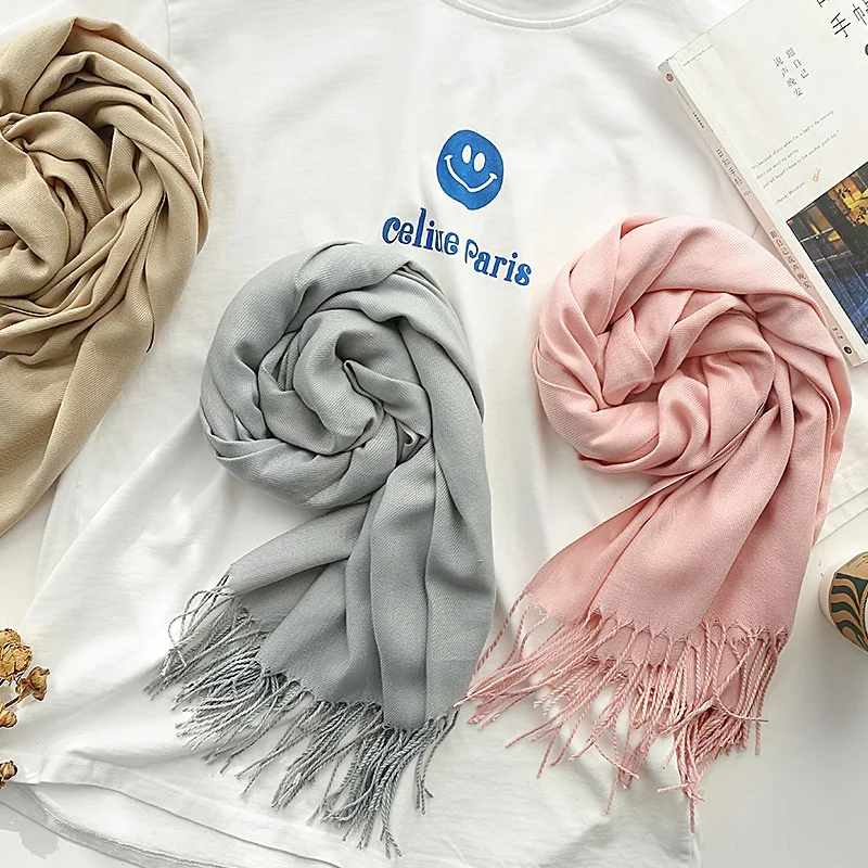 Zifeng OEM chal na kar  High quality Winter plain tassel cashmere shawl scarf