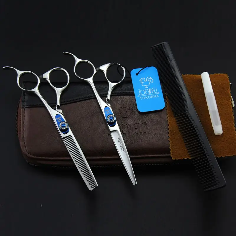 free shipping JOEWELL 6.0 inch straight handle stainless steel cutting hair beauty scissors kit