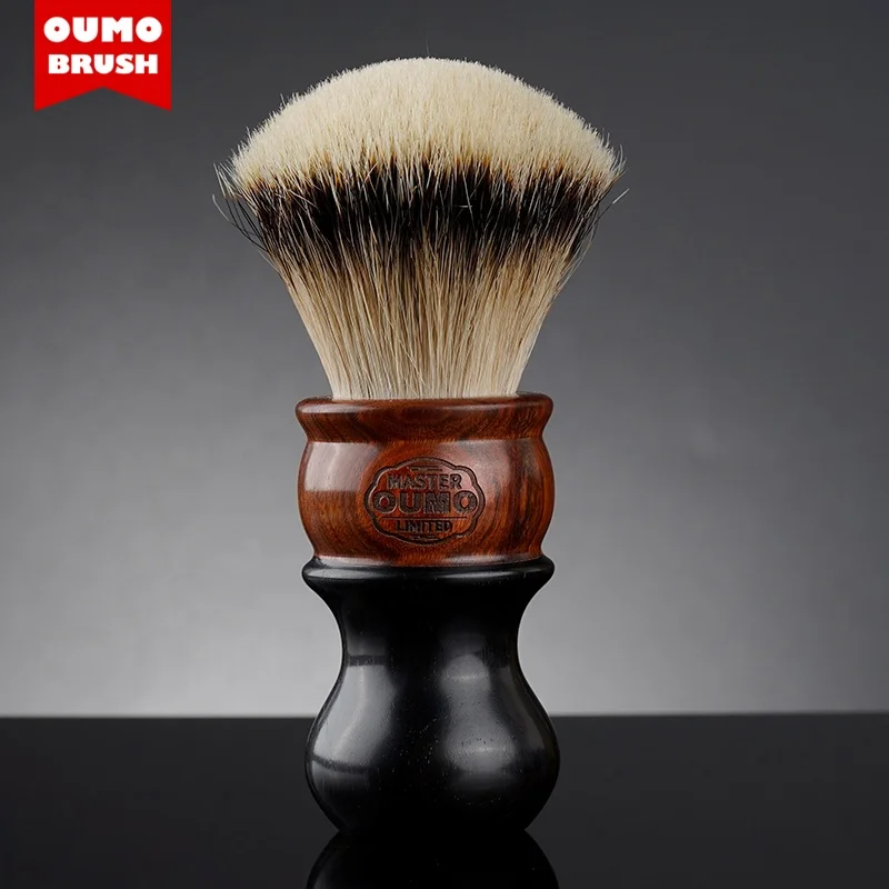 OUMO Master Series Men Grooming OEM Wood Shaving Foam Brush Wood Handle shaving hair removal