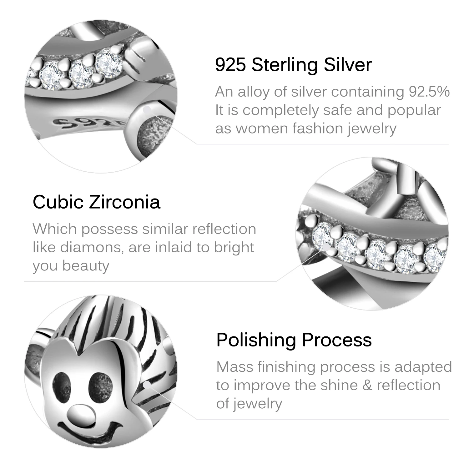 925 Sterling Silver New Trendy Charm Monkey holding a banana with clear zircon Fit Original Bracelet Jewelry Making Women Gifts