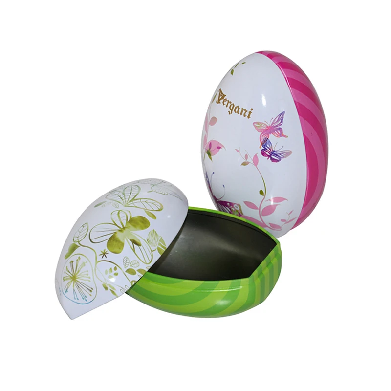 Factory Direct Easter Egg Tin Box Chocolate Candy Metal Containers Custom Egg Shaped Tin