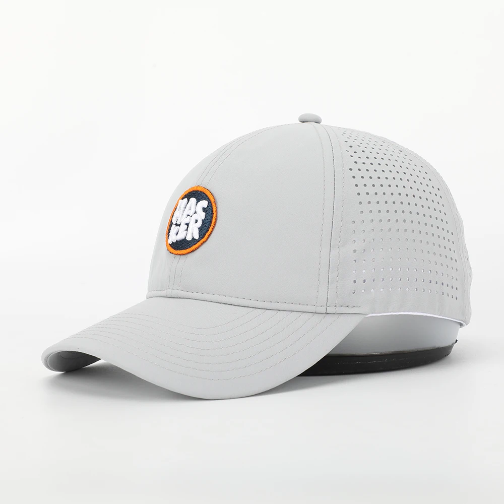 Oem Custom Embroidery Logo 6 Panel Unstructured Baseball Cap,Waterproof Breathable Polyester Laser Cut Hole Perforated Dad Hat