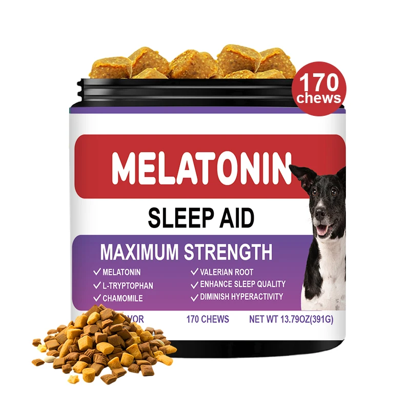 Private Label Dog Sleep Aid with Melatonin Calming Chews Animal Medicine for Dog Soft Treats