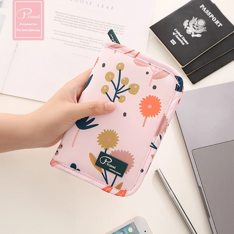 P.Travel Wholesale Women Polyester Rfid Blocking Zipper Travel Passport Holder Wallet