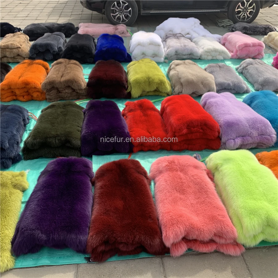 High quality Dyed fox fur skin pelt colour Animal fur wholesale