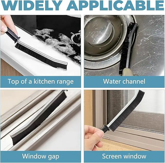 New Multifunctional Hard Bristle and Plastic Window Cleaner gadget Crevice Cleaning Brush  for Window Gap Cleaning