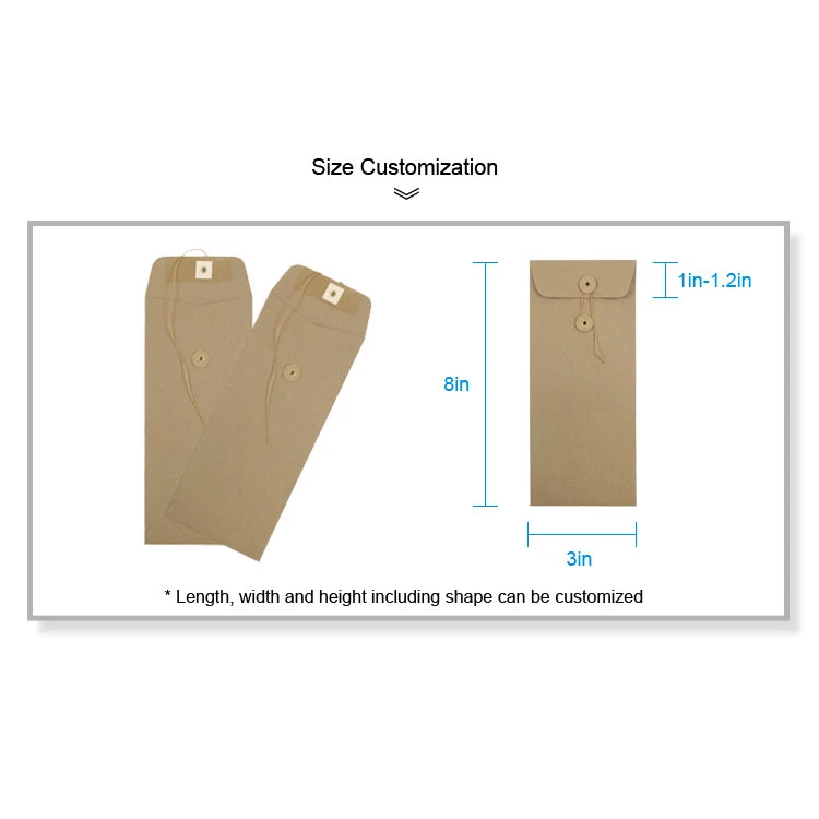 2023 Hot sale Paper Kraft Envelope With Button and String Closure