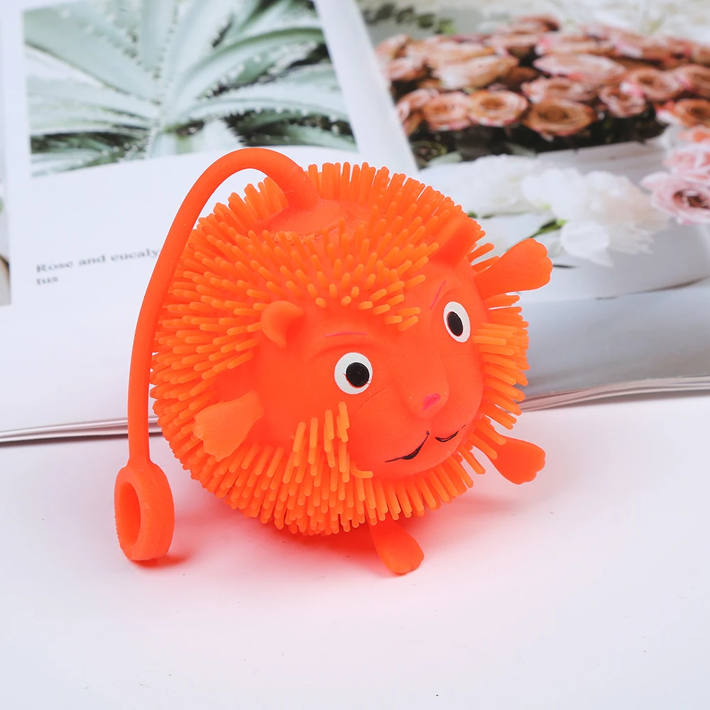 KEHUI Stress Reliever Stretch Toy Hot Style Fidget Lighting Animal Squeeze Toy Lion Puffer Ball For Kids