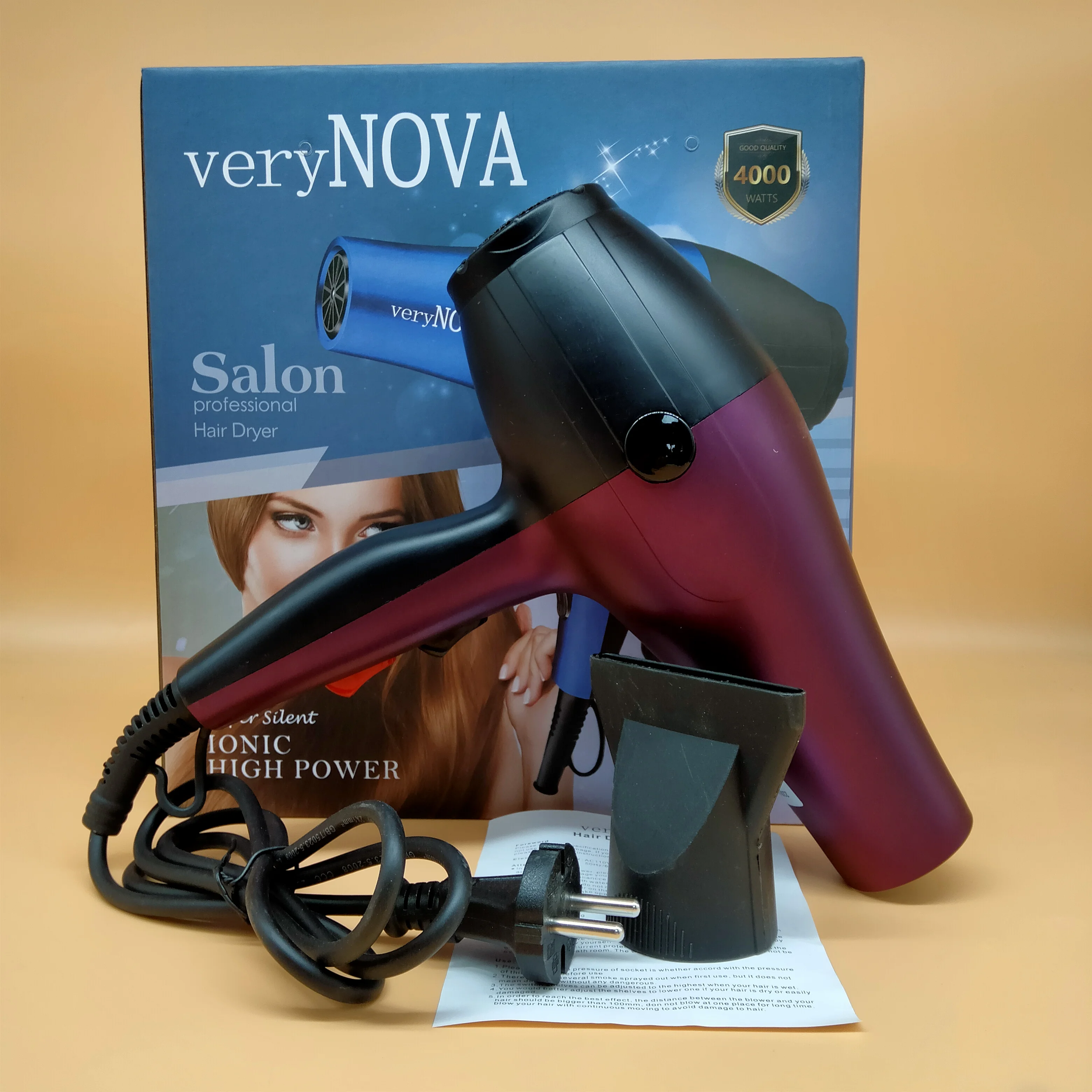 Профессиональный фен для волос veryNOVA NV3301 с двигателем переменного тока 2300 Вт для использования в салоне, китайский бренд Gemei