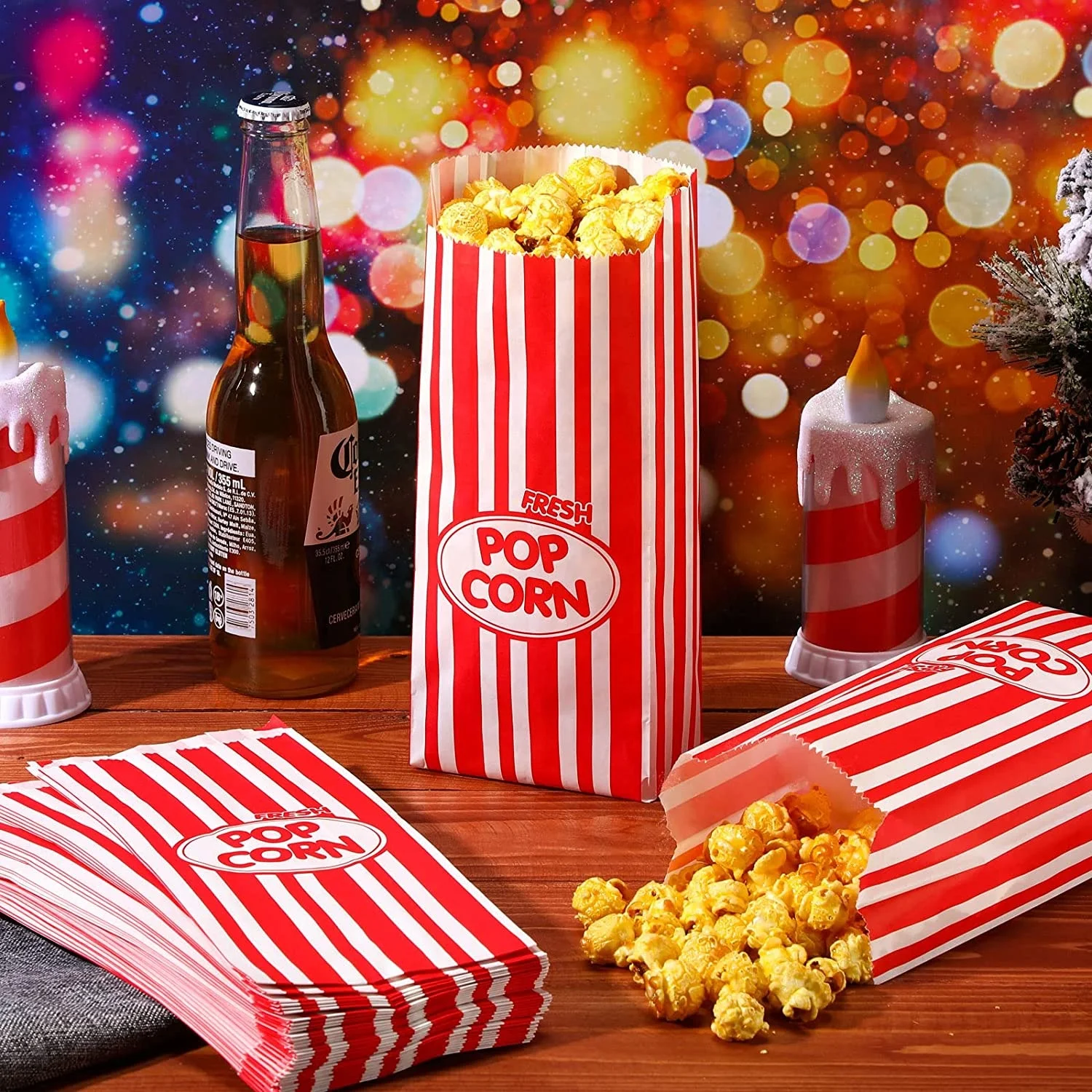 Custom Printed Popcorn Bag Disposable Food Greaseproof Paper Biodegradable Microwave Popcorn Snack Biscuit Food Packaging Bag