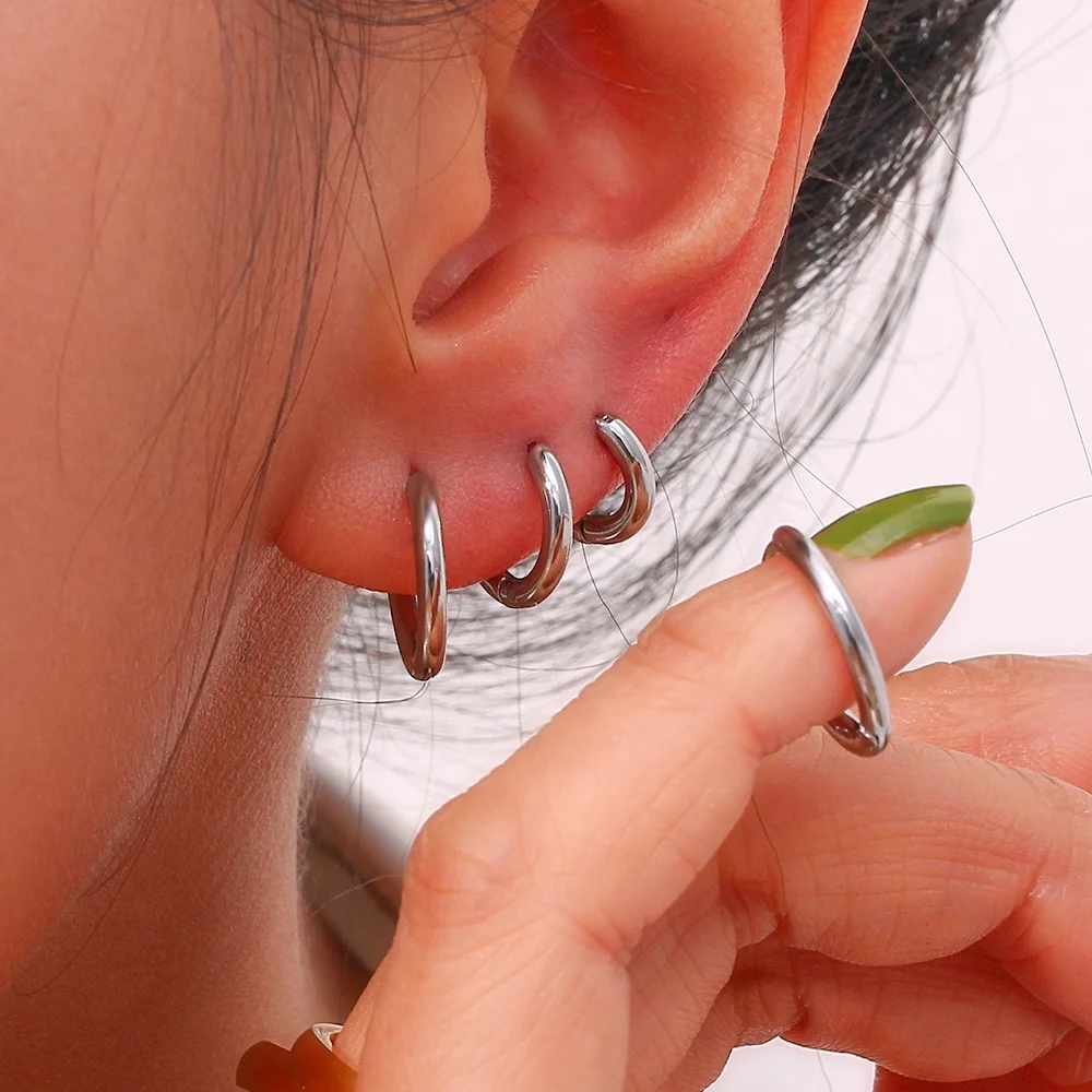 Drop Shipping 18k Gold Plated Stainless Steel Huggies Earring Fashion Jewelry Valentines Day Gift Wholesale