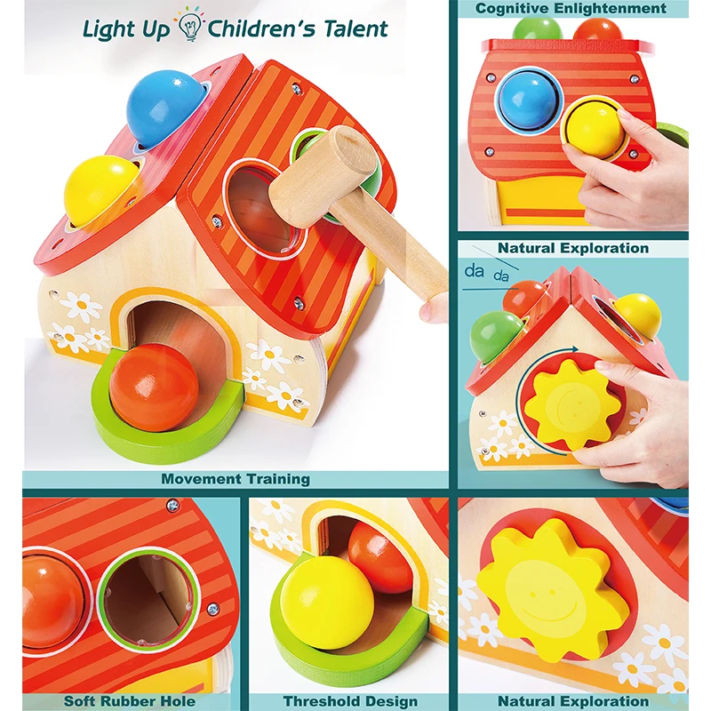 TopBright Wooden Hammer Toy Pounding Bench Toy for One Year Old Presents Toddler Boy Gifts for 1 Year Old