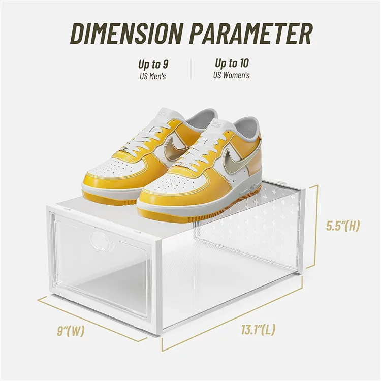 12 Pack Clear Stackable Shoe Boxes Transparent Storage Container Box Plastic Storage For Shoes