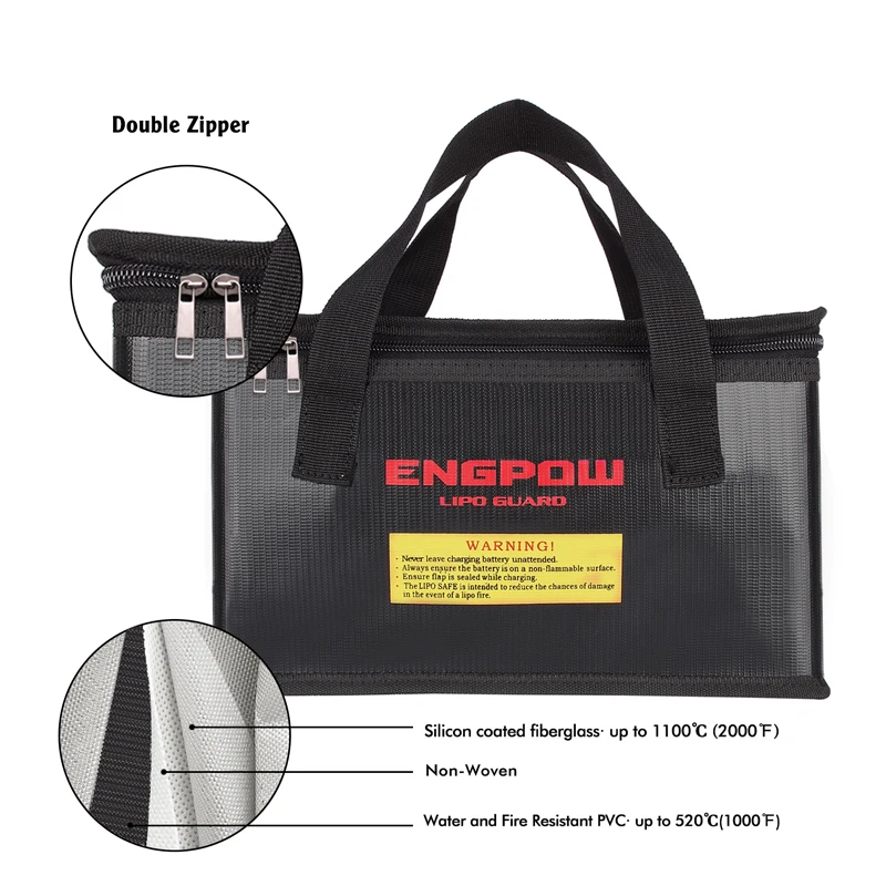 Multi-Sized Maximum Protection Fireproof Explosion Proof Battery Safe Lipo Bag