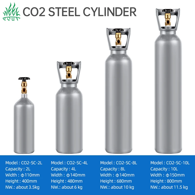 4L CO2 Steel Cylinder Refillable 4L Bar Seamless Steel High Quality Safety Valve CO2 Gas Cylinder Bottle for Plants Aquarium