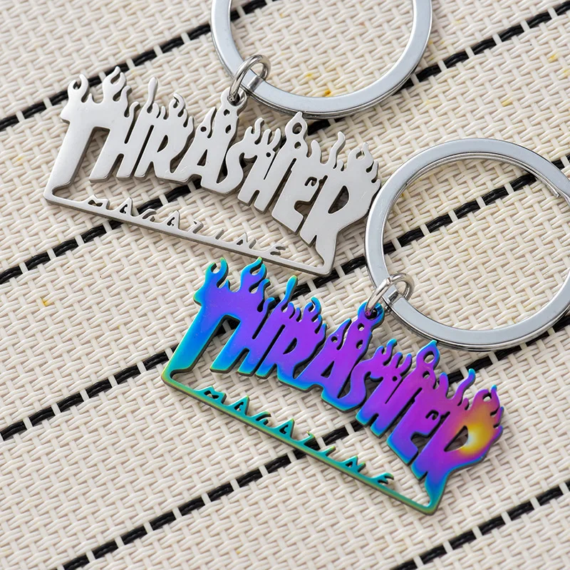 Personality Hip Hop Dazzle Style Stainless Steel Key Chain Fashion Pendant Gift Key Chain Men And Women Alike