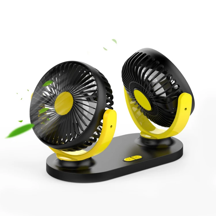 Summer Car Air Conditioner Fan 360 Degree Rotating Adjustable Double Heads Air Fan Mini Electronic USB Cooling Fan for Car